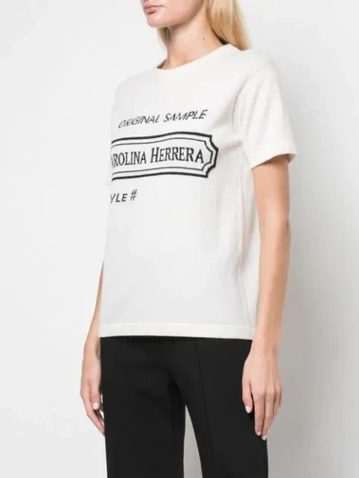Shop Carolina Herrera Intarsia Logo T-shirt In White