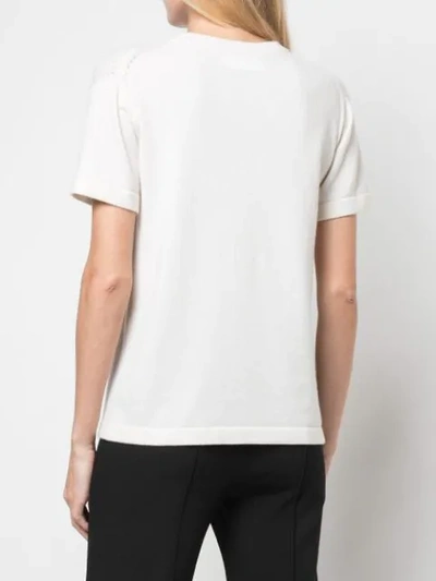 Shop Carolina Herrera Intarsia Logo T-shirt In White