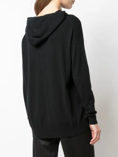 Shop Nili Lotan Fine Knit Hoodie In Black