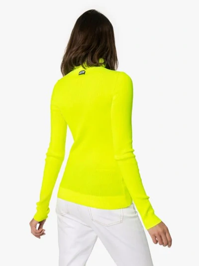 Shop Msgm Ribbed Turtleneck Sweater In Yellow