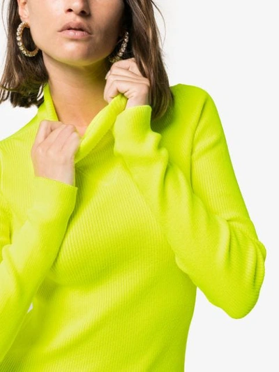 Shop Msgm Ribbed Turtleneck Sweater In Yellow