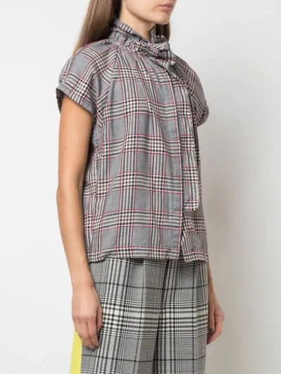 Shop A Shirt Thing Ruffled Check Blouse In Black