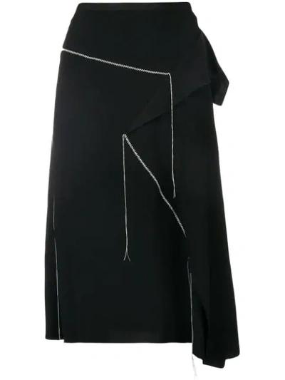 Shop Marni Asymetric Ruffled Skirt In Black