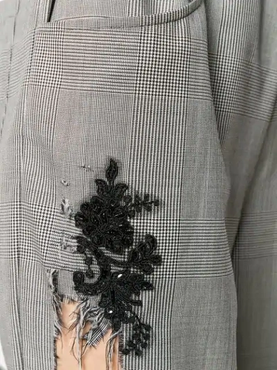 Shop Almaz Plaid Trousers With Lace Details In Black