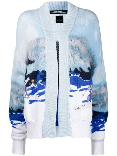 Shop Pinko Ski Intarsia Cardigan In Blue