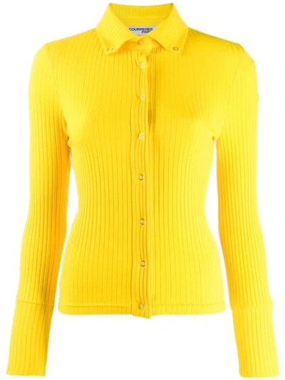 Shop Courrèges Snap Button Ribbed Top In Yellow
