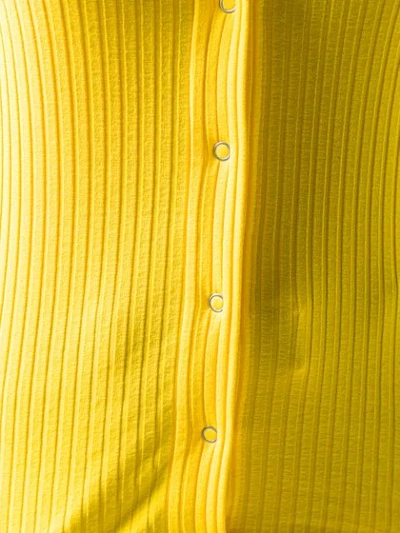 Shop Courrèges Snap Button Ribbed Top In Yellow