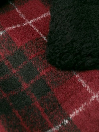 Shop Coach Checked Shearling Coat In Red