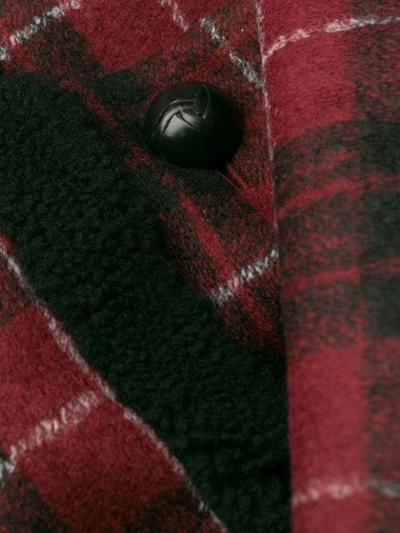 Shop Coach Checked Shearling Coat In Red