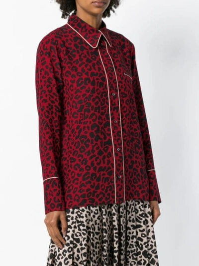 Shop N°21 Leopard-print Silk Pyjama Shirt In Red