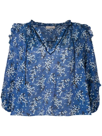 Shop Ulla Johnson Ruffled Sleeve Floral Blouse In Blue