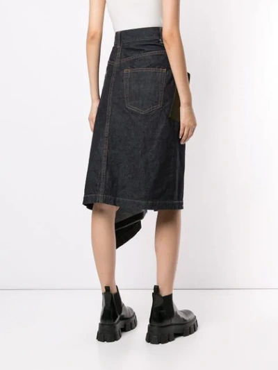 Shop Sacai Asymmetric Denim Skirt In Blue