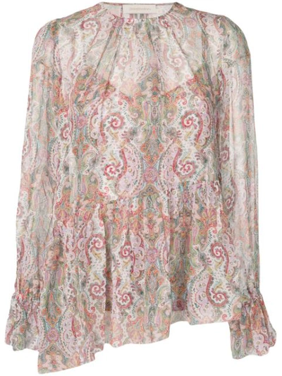 Shop Zimmermann Paisley Print Blouse In Pink