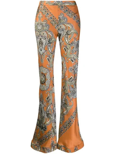 Shop Chloé Paisley Print Flared Trousers In Orange