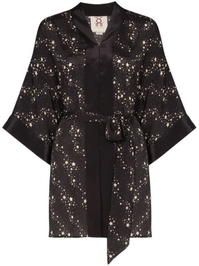 Shop Figue Niko Star Print Kimono-style Jacket In Black