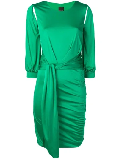 Shop Pinko Alessia Draped Midi Dress In Green