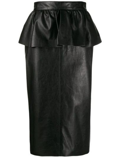 Shop Msgm Peplum Pencil Skirt In Black
