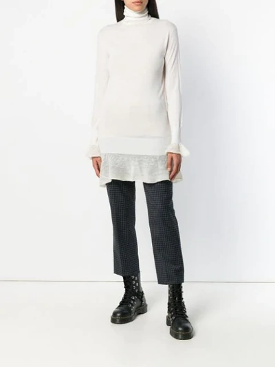 Shop Sacai Layer Trim Sweater - White