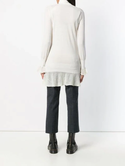 Shop Sacai Layer Trim Sweater - White