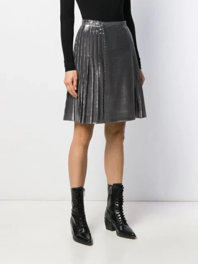 Shop Ermanno Scervino Lurex Pleated Skirt In Silver