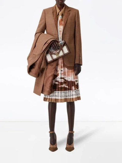Shop Burberry Mariner Print Pleated Cady Skirt In Brown