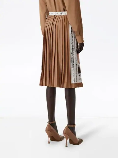 Shop Burberry Mariner Print Pleated Cady Skirt In Brown