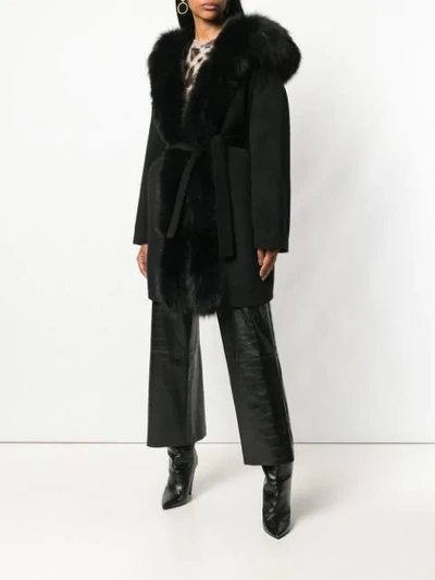 Shop Ava Adore Phebe Fox Fur Trim Coat - Black