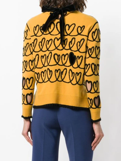 Shop Fendi Heart Embroidered Sweater With Cut-out Details - Yellow