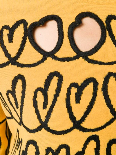 Shop Fendi Heart Embroidered Sweater With Cut-out Details - Yellow