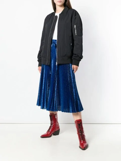 Shop Red Valentino Pleated Lurex Skirt In Blue