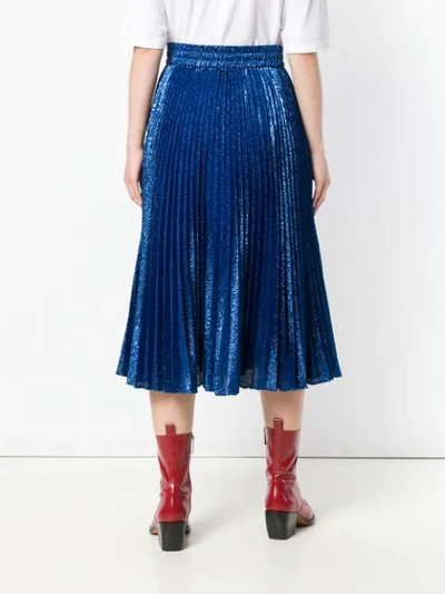 Shop Red Valentino Pleated Lurex Skirt In Blue