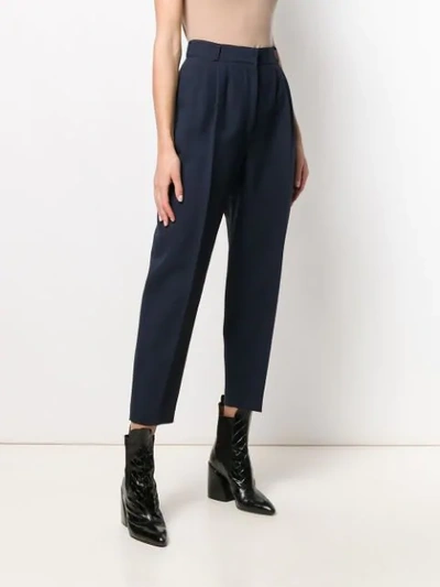 Shop Alexander Mcqueen Pleat Detailed Cropped Trousers In Blue