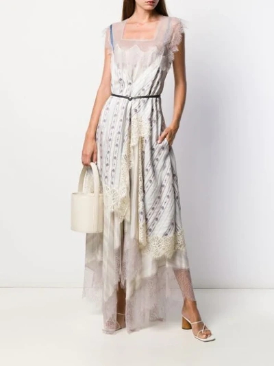 Shop Lanvin Patchwork Lace Maxi Dress In Neutrals