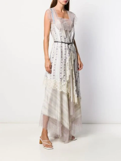 Shop Lanvin Patchwork Lace Maxi Dress In Neutrals