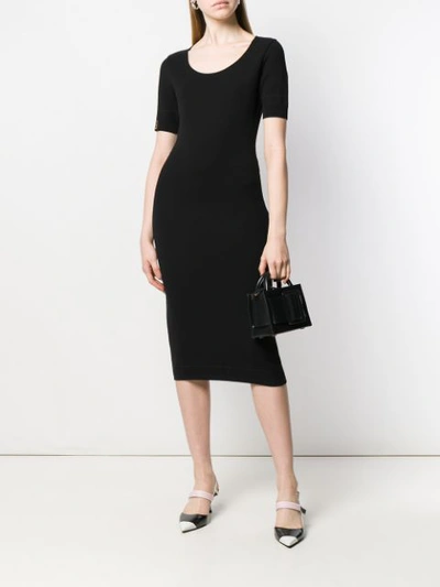 Shop Fendi Belted Midi Dress In Black