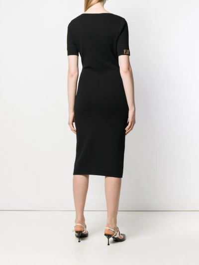 Shop Fendi Belted Midi Dress In Black