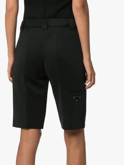 Shop Prada Long Tailored Shorts In Black
