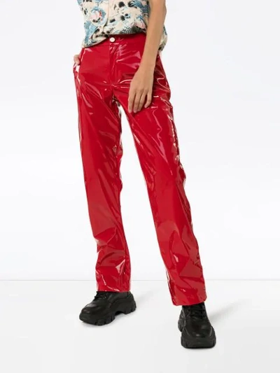 Shop Kirin Peggy Gou Vinyl-effect Trousers In Red