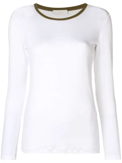 Shop Fabiana Filippi Contrast Round Neck Jumper - White