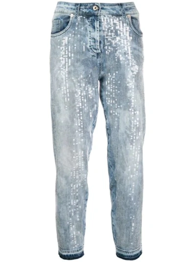 Shop Blumarine Sequin Jeans In Blue