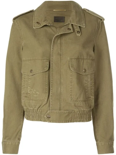 Shop Saint Laurent Patch Pockets Military Jacket In Green