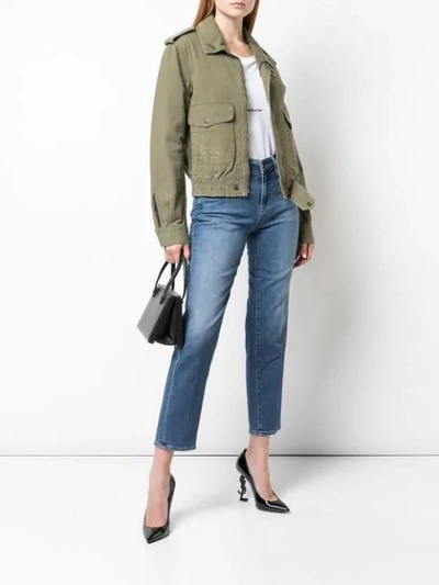 Shop Saint Laurent Patch Pockets Military Jacket In Green