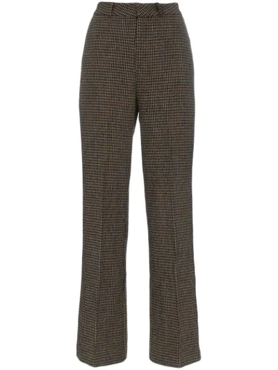 Shop Charm's High-waisted Wide Leg Tweed Trousers - Brown Blue Black