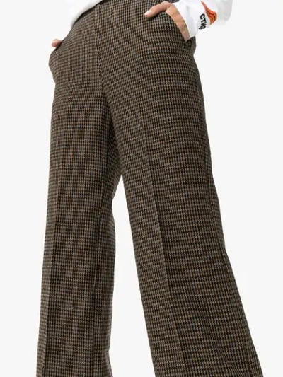 Shop Charm's High-waisted Wide Leg Tweed Trousers - Brown Blue Black
