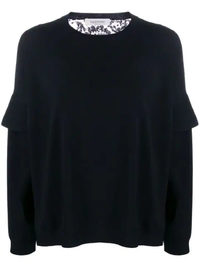 Shop Valentino Lace Back Loose-fit Knitted Top In Black