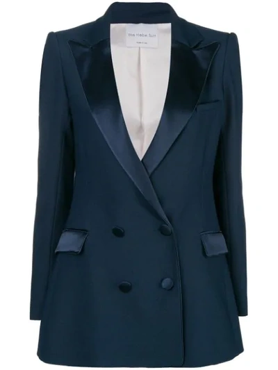 Shop Hebe Studio Double-breasted Fitted Blazer - Blue