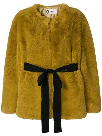 Shop Lanvin Faux Fur Open Front Coat - Green