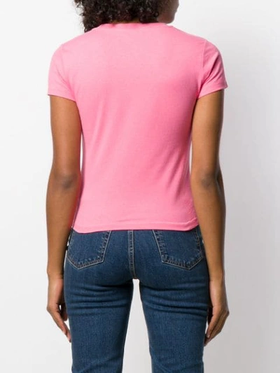 Shop Helmut Lang Embroidered Logo T-shirt  In Pink