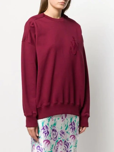 Shop Jw Anderson Embroidered Logo Sweatshirt In Red