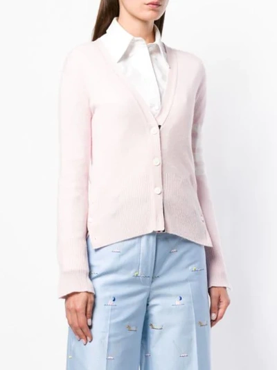 Shop Thom Browne Classic V-neck Cashmere Cardigan - Pink